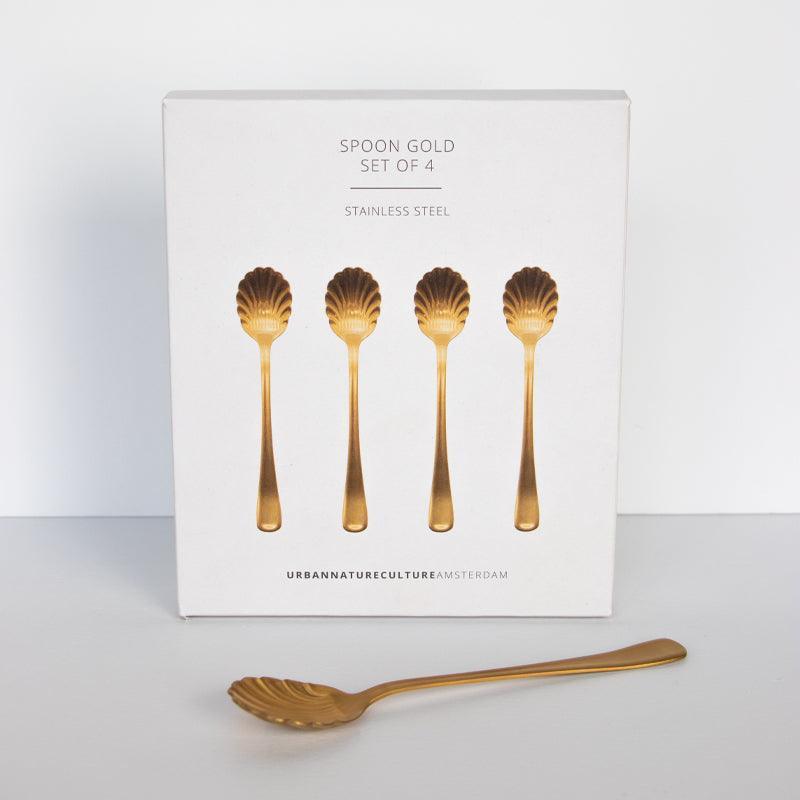 Löffelset „Shell“ – Gold, 4-teilig in Geschenkbox